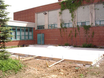 June 8 - Concrete slab in front of old gym