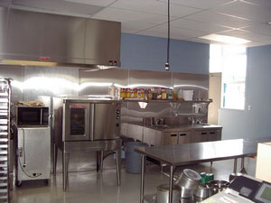 Cooking area in new cafeteria