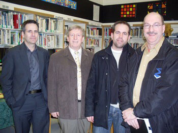 From the left, Architect Frederic Leclerc, Pierre Farmer, Riverside School Board - Material Resources, Yvan Meunier, Riverside School Board and Mathieu Tramblay, Construction R.D.J. Inc. These are the people who will finally make it happen. Mike Languay has high praise for Frederic Leclerc who has been very helpful and supportive, even with all the last minute change requests and suggestions.