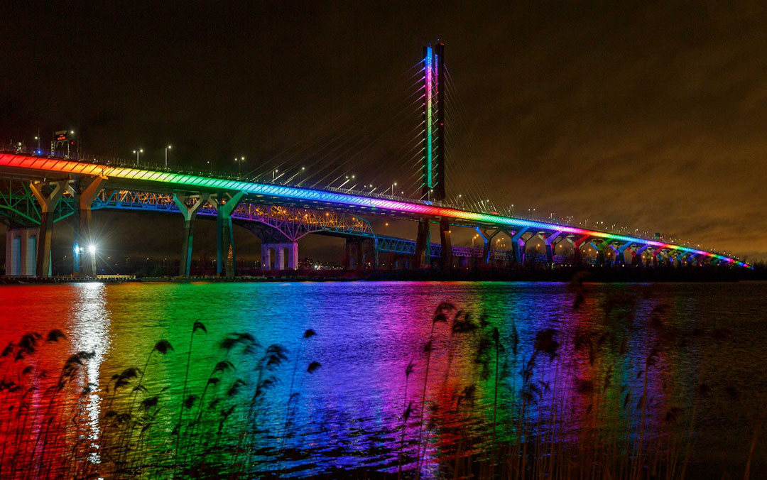 The bridge is lit up most nights with an ever changing variety of colors