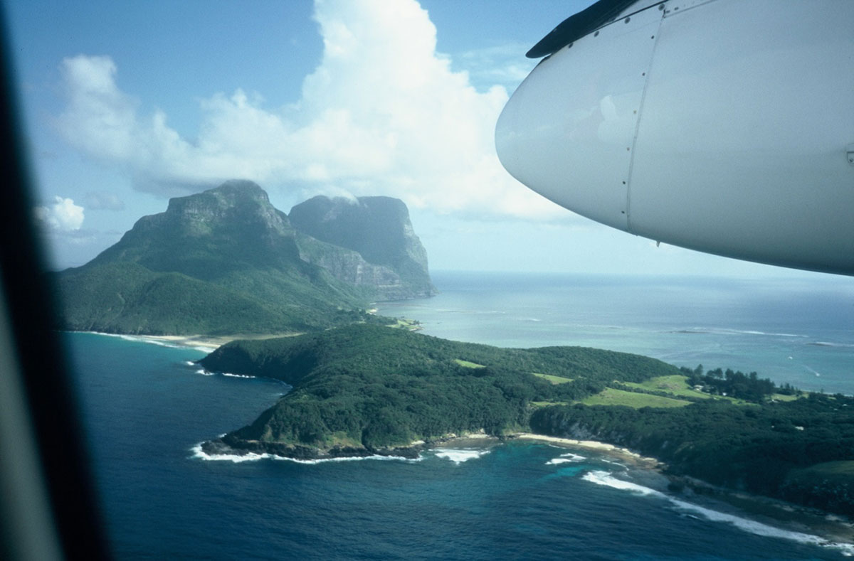 View of Lord Howe Island as we take off, heading back to Sydney by Warren Mackenzie
