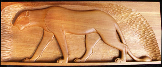 The Teak Egyptian Lioness is 92x35cm.